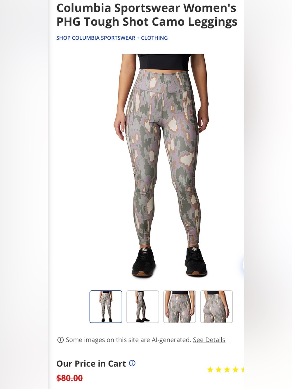 Columbia Olive, Lavender & Cream Patterned High-Rise leggings